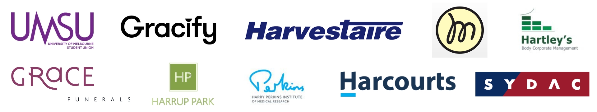 A collection of 10 various company and organization logos arranged in two rows.