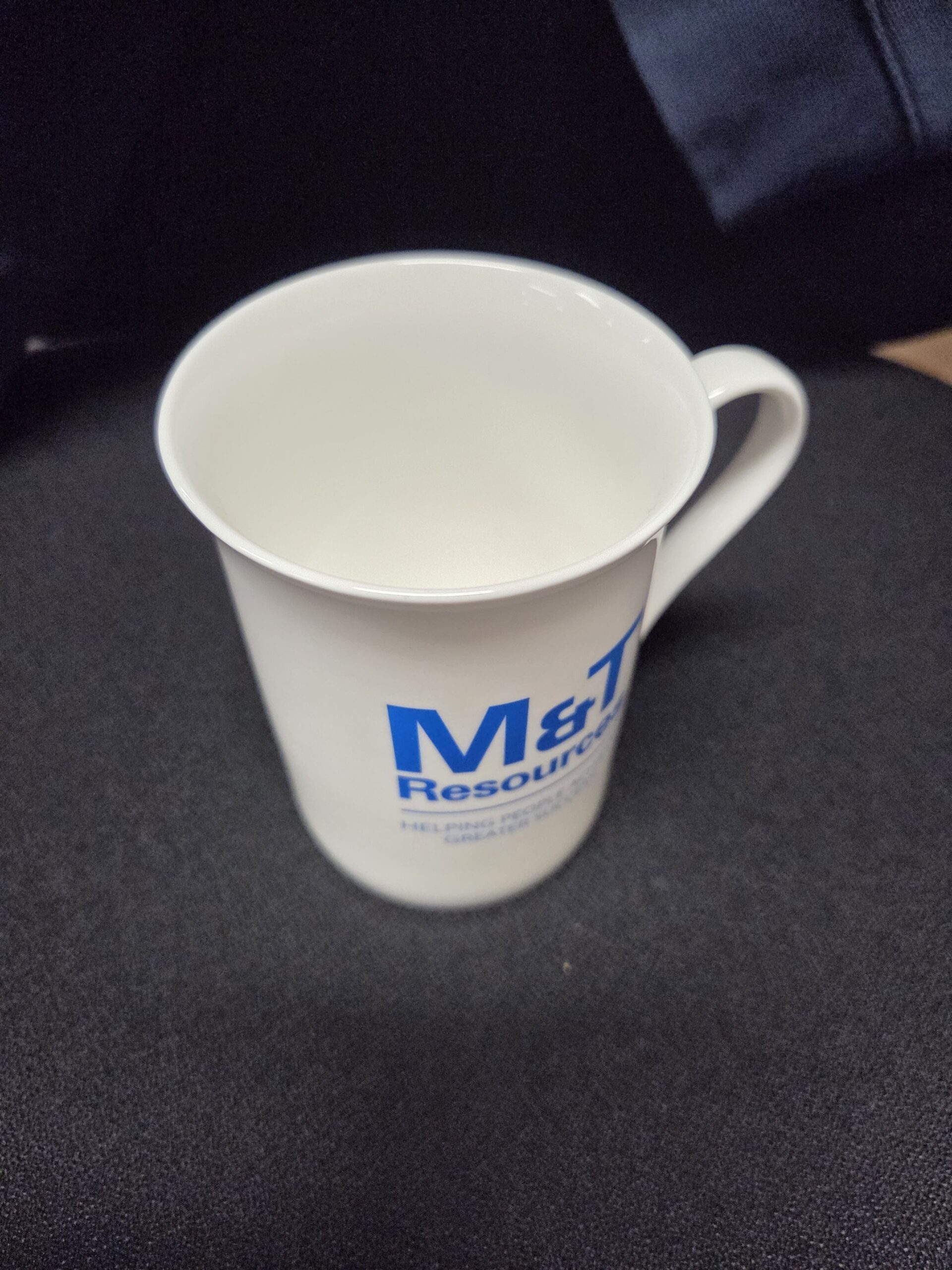 another angle of the white mug