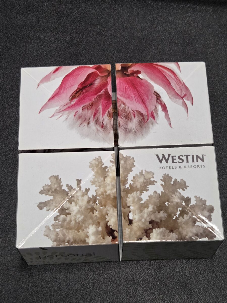 fold out cube with Westin Hotels & Resorts logo