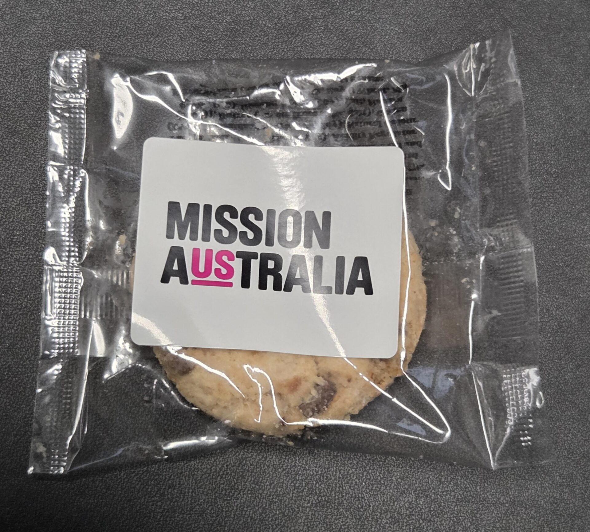 cookies in a plastic container for Mission Australia