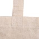 Close-up of Calico Bag With Gusset - rush handle featuring sturdy stitching.