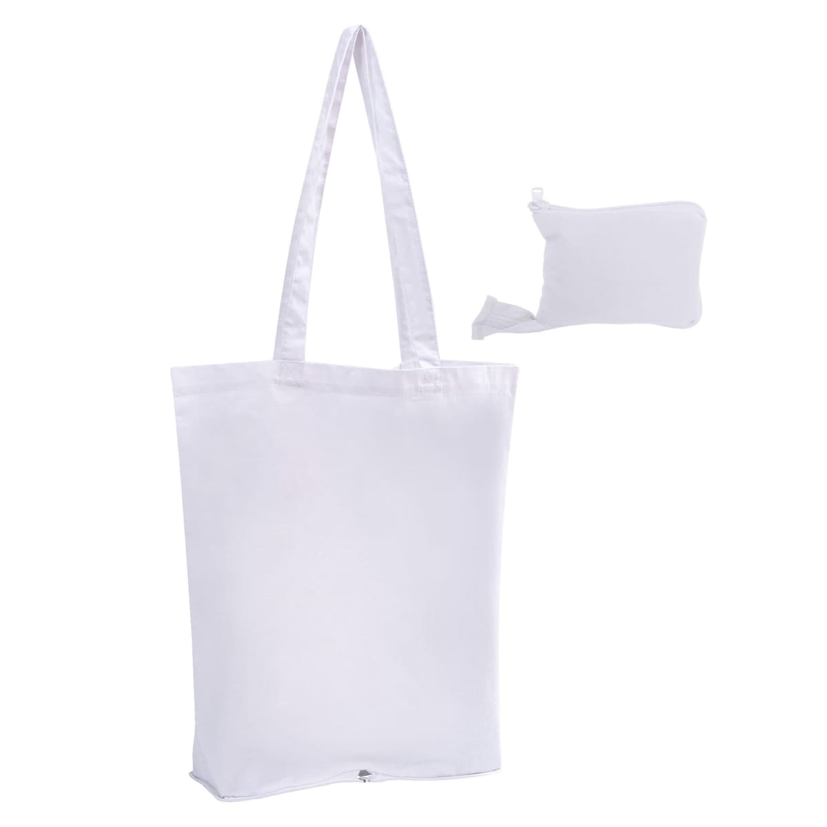 Event Eco Calico Bags - rush with long handles, shown with a matching zipped pouch.