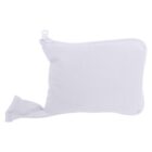 Small white Event Eco Calico Bag with zip pouch and fabric pull tab on a plain background.