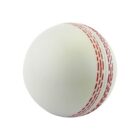 Stress Ball Cricket - rush with red stitching on a plain white background.