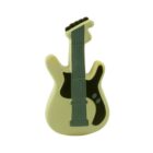 A yellow and black Stress Toy Guitars - rush in a cartoon style on a white background.