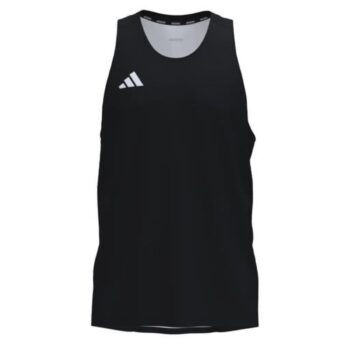 Black athletic tank top with Bluefins logo on upper left chest, on a white background.
