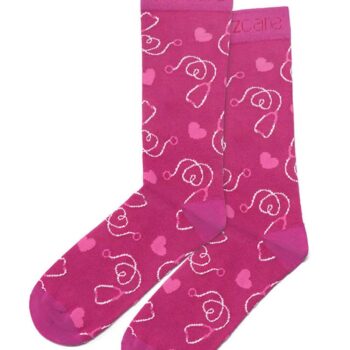 pink socks with bixcare logo