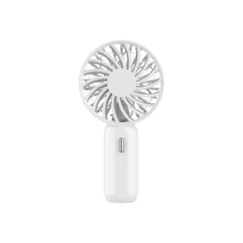 A small, white handheld electric fan, ideal for use at Walgett Aboriginal Medical Service.
