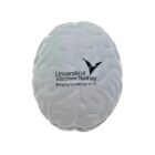 White Stress Toy Brain - rush with University of Western Sydney logo and slogan.