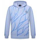 Light blue Grade 6 School Leaver Hoodie with wavy lines and a small chest logo.