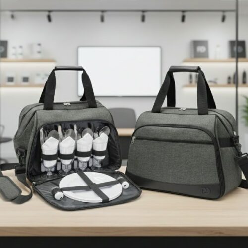 branded picnic bag with logo.