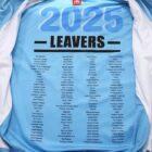 Year 12 School Leaver Jackets: blue lining with 2025 LEAVERS, Year 12 names in black text.
