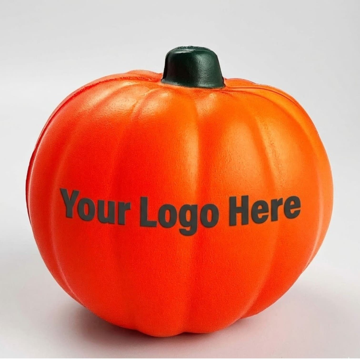 Orange pumpkin with Your Logo Here—perfect for festive promotional items and branding.