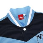 Year 12 School Leaver Jacket in light blue/navy with white stripes and owl chest logo.