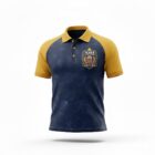 Navy and yellow polo shirt with Year 6 Class of 2023 crest on the left chest.