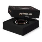 Black INGÉNIO box with a circular metal object inside, partially opened on a white background.