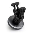 Black and gray car phone mount with clamp and round base, shown on a white background.