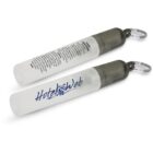 Two small spray bottles with keychain caps, one labeled HotelWeb in blue text.