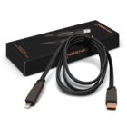 Black braided USB to Lightning cable with box labeled ONGENIO in the background.