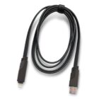 Black braided USB to Lightning charging cable with connectors on both ends.