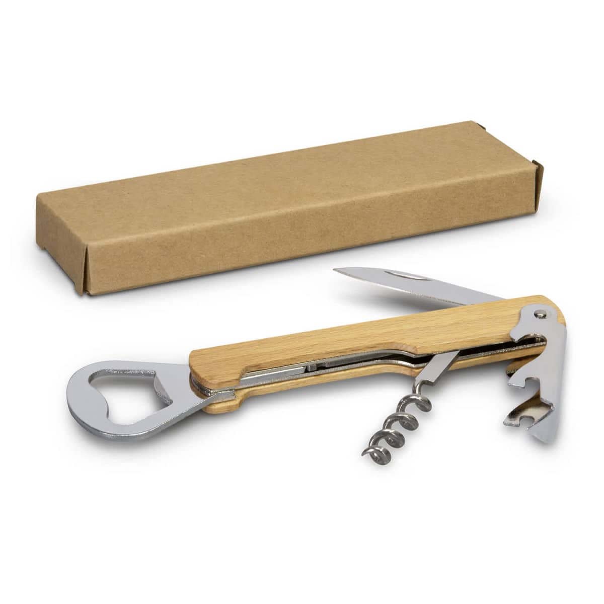 128490-0-20250408130407.jpg Wood-handled multi-tool corkscrew and bottle opener, with a brown box in the background.