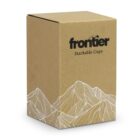 Brown box labeled frontier Stackable Cups with white mountain line art on the bottom.