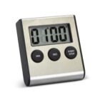 A silver and black digital timer.
