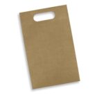 Brown paper bag with a handle slot, photographed on a white background.