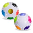 Two balls with colorful circles.