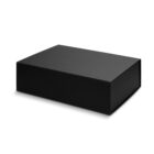 A closed, rectangular black box on a white background.