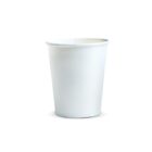 A plain white paper cup on a white background.