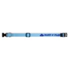 Light blue pet collar with black buckle and RUFF N FLUFF text in blue letters.