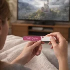 A person files their nails with Arta Nail Files while watching TV.