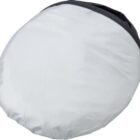 Gina Car Sunshades: round, white collapsible reflector with black rim for photography lighting.