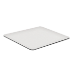 A square white mouse pad with rounded corners on a light background.