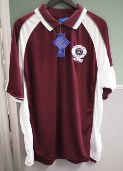 Maroon and white polo highlighting the difference between cheap vs. premium polo shirts.