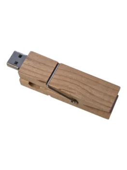 A USB flash drive with usb preloading, cleverly designed as a wooden clothespin.