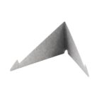 A metal corner bracket with angled edges and a small notch near the bend.