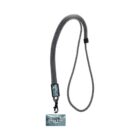 Black and white lanyard with a Lany Lite name tag attached.