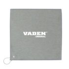 Gray cloth with VADEN ORIGINAL printed in white and a metal ring in one corner.