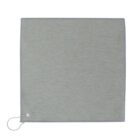 Square gray cloth with stitched edges and a metal ring in one corner.