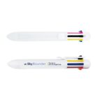 White multi-color pen with five ink colors and SkyBounder branding, shown with and without cap.