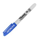 A Sharpie marker with a blue cap labeled HITACHI on a white background.