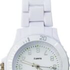 A white nurse fob watch with Arabic numerals and a clip-on top.