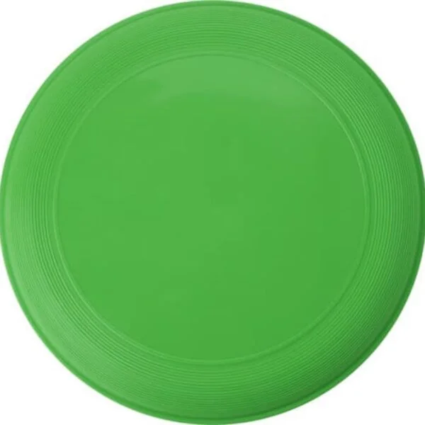 A plain, round, green plastic plate with a textured rim.