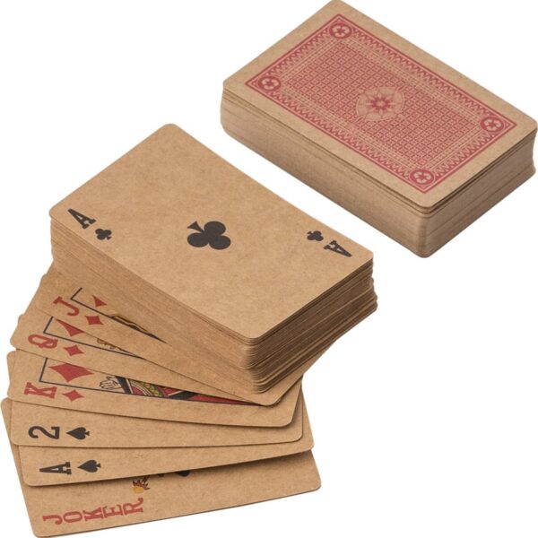 A Carton Card Decks stack with several face-up cards, including the 4 of clubs.