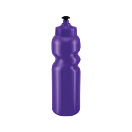 A purple plastic sports water bottle with a black cap, ideal for promotional products.