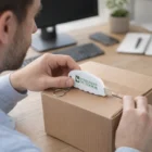 Person opens a box with a Nixal Mini Cutter Key Ring.