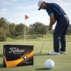 A golfer putts on the green with Titleist Pro V1 Golf Balls in the foreground.