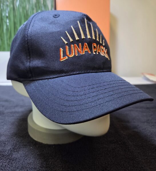 Navy blue cap with LUNA PARK and sun rays, perfect for team uniforms or unisex apparel.